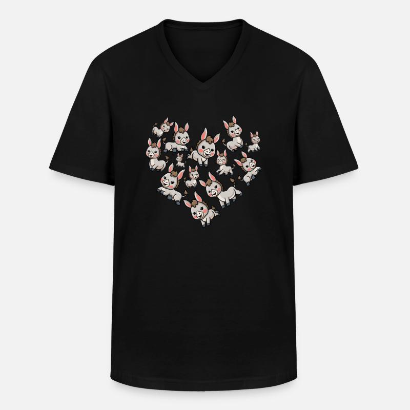 Herz Esel - Männer-T-Shirt mit V-Ausschnitt - Schwarz