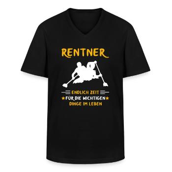 Rentner Rente Rentenbeginn Kanute Kanu - Männer-T-Shirt mit V-Ausschnitt - Schwarz - Vorne - AI Model Male 178 dark (178cm)