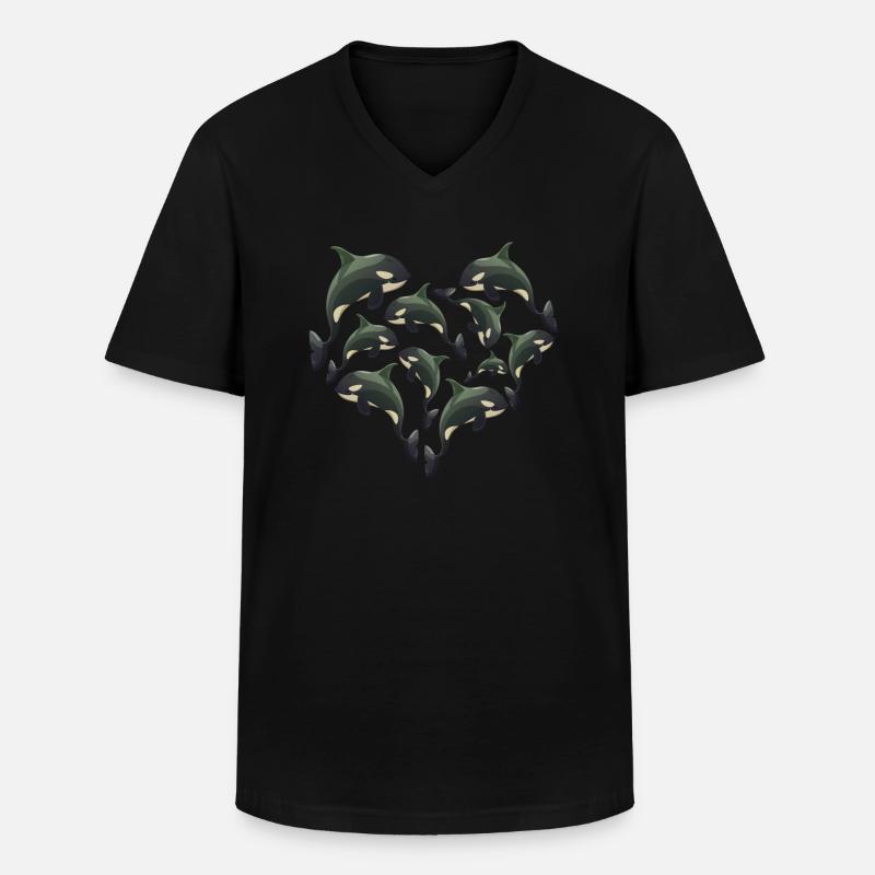 Herz Wal Orca Schwertwal - Männer-T-Shirt mit V-Ausschnitt - Schwarz