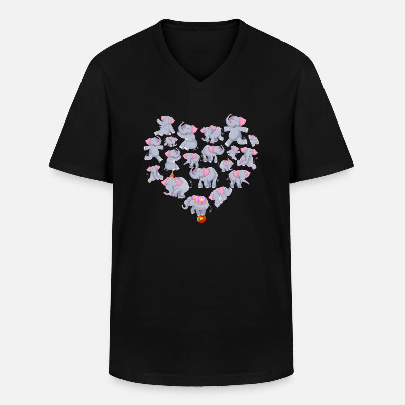 Herz Elefant - Männer-T-Shirt mit V-Ausschnitt - Schwarz