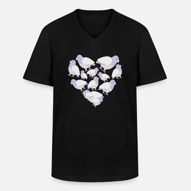 Herz Taube - Männer-T-Shirt mit V-Ausschnitt - Schwarz