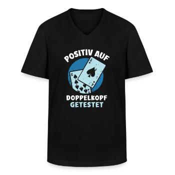 Positiv auf Doppelkopf getestet - Männer-T-Shirt mit V-Ausschnitt - Schwarz - Vorne - AI Model Male 178 dark (178cm)