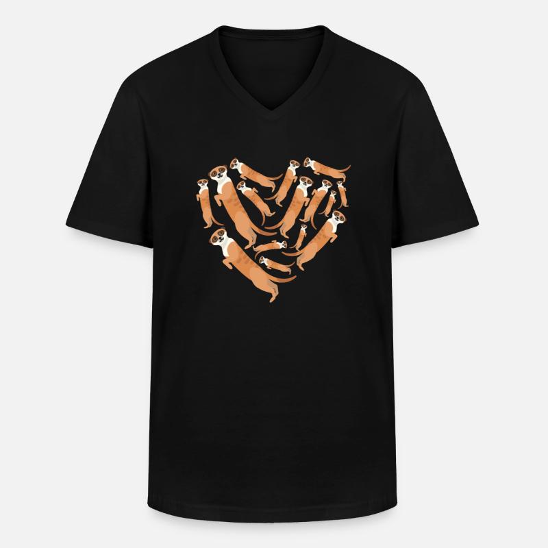 Herz Erdmännchen - Männer-T-Shirt mit V-Ausschnitt - Schwarz