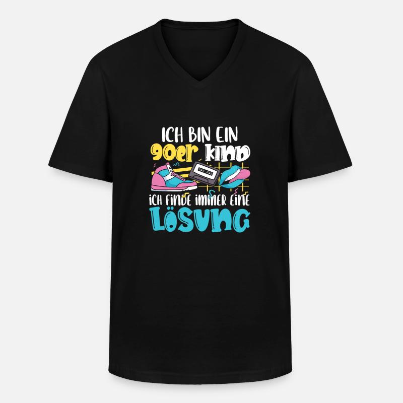 Ich bin ein 90er Kind - Männer-T-Shirt mit V-Ausschnitt - Schwarz