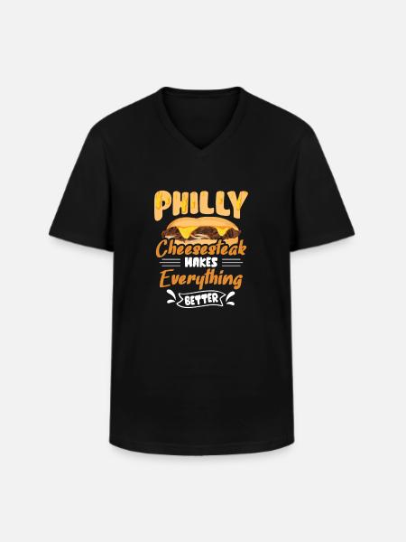 Philly Cheesesteak Sandwich - Männer-T-Shirt mit V-Ausschnitt - Schwarz