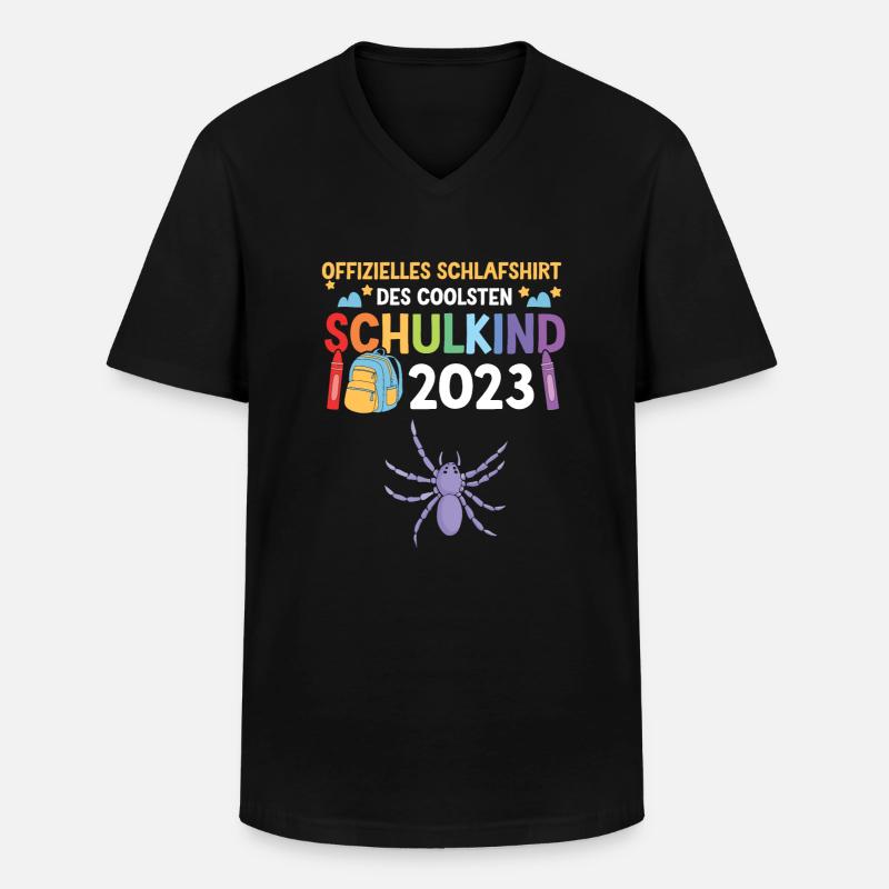 Spinne Schulanfang Schulkind 2023 - Männer-T-Shirt mit V-Ausschnitt - Schwarz