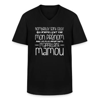 Humour Mamou - T-shirt col V Homme - noir - Devant - AI Model Male 178 dark (178cm)