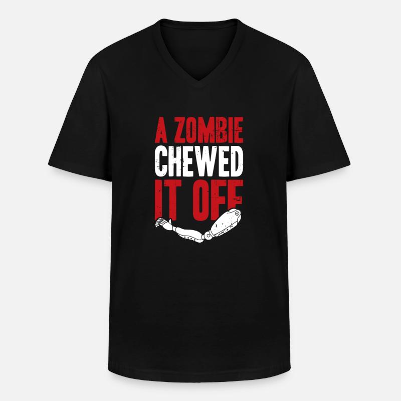 A Zombie Chewed It Off - Männer-T-Shirt mit V-Ausschnitt - Schwarz