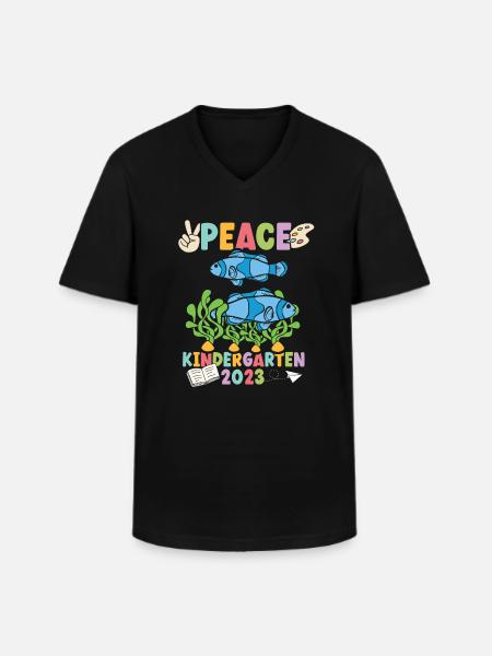 Fische Peace Kindergarten 2023 - Männer-T-Shirt mit V-Ausschnitt - Schwarz