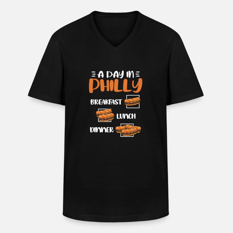 Philly Cheesesteak Sandwich - Männer-T-Shirt mit V-Ausschnitt - Schwarz