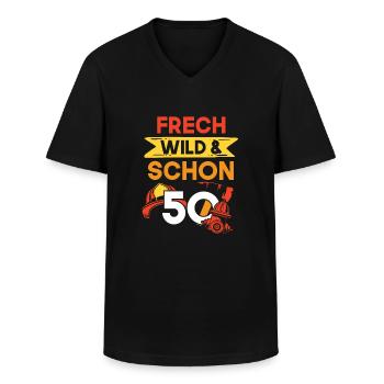 Geschenk 50 Jahre Geburtstag Feuerwehr - Männer-T-Shirt mit V-Ausschnitt - Schwarz - Vorne - AI Model Male 178 dark (178cm)