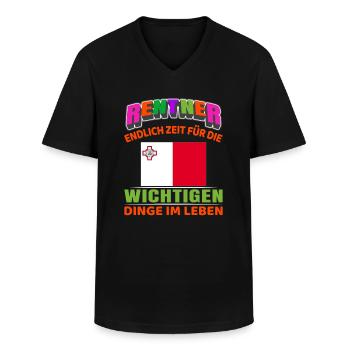 Rentner Rente Rentenbeginn Malta - Männer-T-Shirt mit V-Ausschnitt - Schwarz - Vorne - AI Model Male 178 dark (178cm)