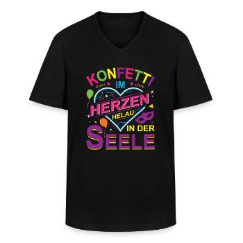 Konfetti im Herzen Helau in der Seele - Männer-T-Shirt mit V-Ausschnitt - Schwarz - Vorne - AI Model Male 178 dark (178cm)