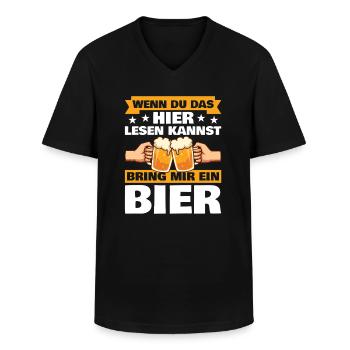 Wenn du das hier lesen kannst Bier Bierspruch - Männer-T-Shirt mit V-Ausschnitt - Schwarz - Vorne - AI Model Male 178 dark (178cm)