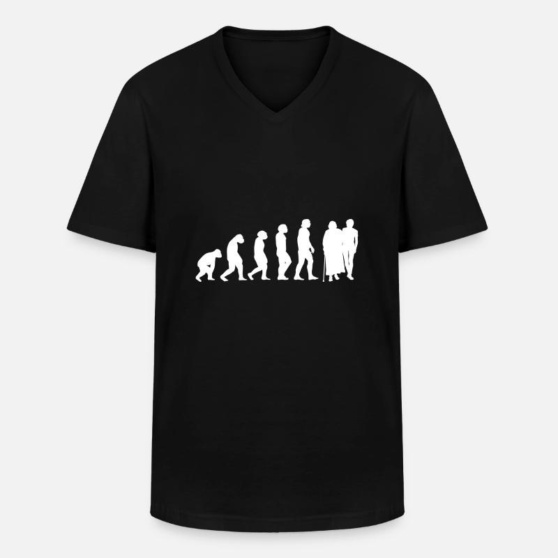 Evolution Oma - Männer-T-Shirt mit V-Ausschnitt - Schwarz