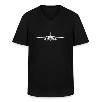 Planespotter Airplane Photographer Airport Spotter - Men's V-Neck T-Shirt - black - Front - AI Model Male 178 dark (178cm)
