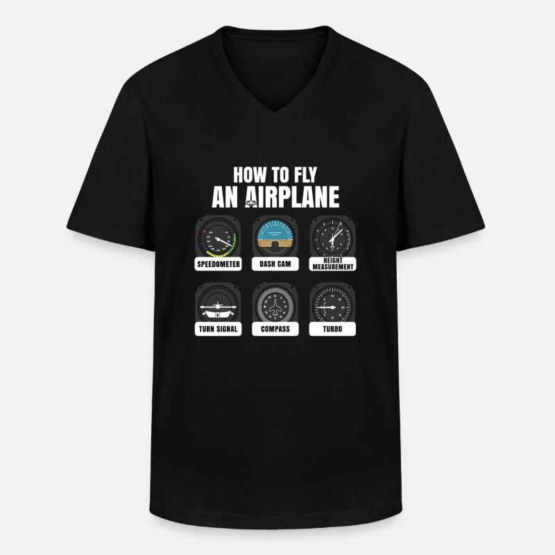 Airplane Pilot Pilot Pilot - Men's V-Neck T-Shirt - black