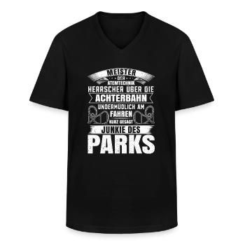 Achterbahn Freizeitpark Rollercoaster - Männer-T-Shirt mit V-Ausschnitt - Schwarz - Vorne - AI Model Male 178 dark (178cm)