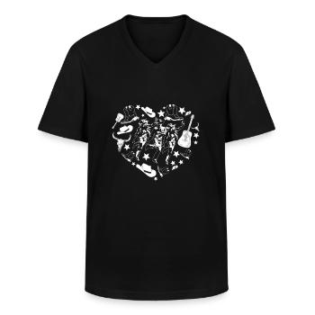 Linedance Herz Line Dance Tanzgruppe - Männer-T-Shirt mit V-Ausschnitt - Schwarz - Vorne - AI Model Male 178 dark (178cm)