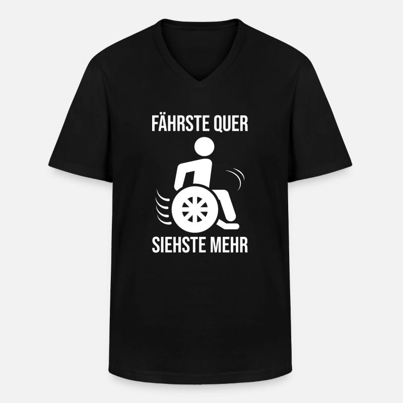 Lustiger Rollstuhlfahrer - Männer-T-Shirt mit V-Ausschnitt - Schwarz