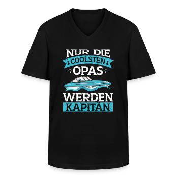 Sportboot Opa Kapitän Boot - Männer-T-Shirt mit V-Ausschnitt - Schwarz - Vorne - AI Model Male 178 dark (178cm)