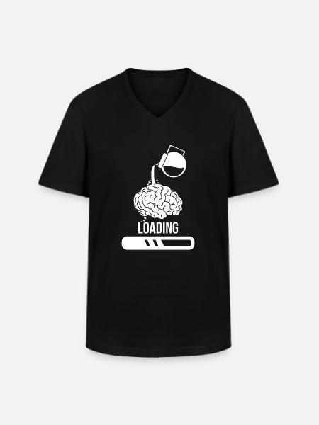 Kaffeetrinker Kaffee loading Gehirn - Männer-T-Shirt mit V-Ausschnitt - Schwarz