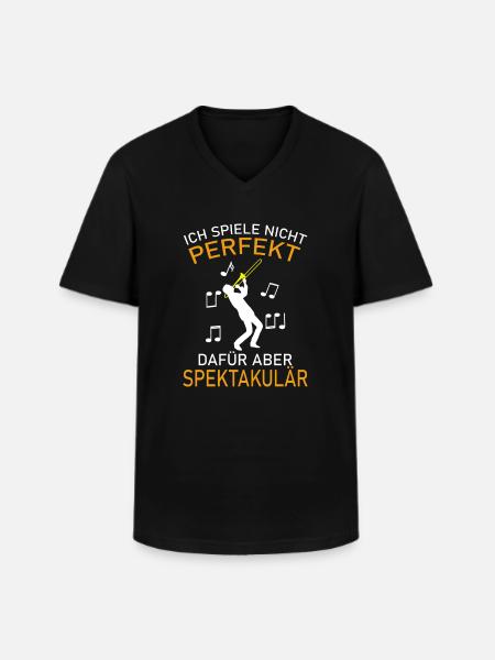 Trombone Posaunen Posaunist - Männer-T-Shirt mit V-Ausschnitt - Schwarz