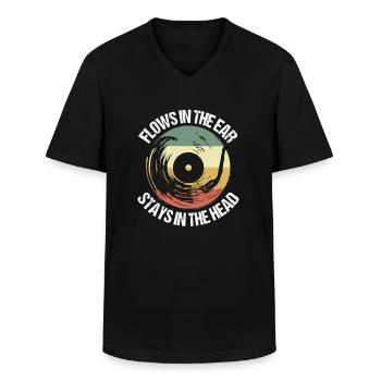 Lustiger Schallplattensammler - Männer-T-Shirt mit V-Ausschnitt - Schwarz - Vorne - AI Model Male 178 dark (178cm)