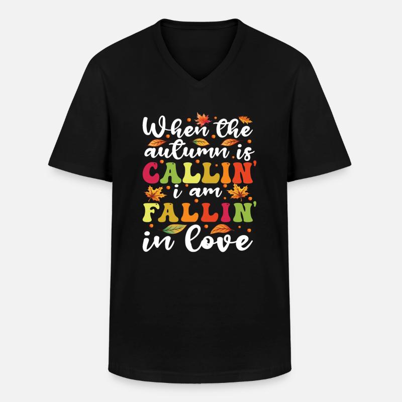 Leaf Peeping Autumn Peeper - Men's V-Neck T-Shirt - black