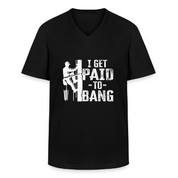 Travailleurs de la construction des Métallos - T-shirt col V Homme - noir - Devant - AI Model Male 178 dark (178cm)