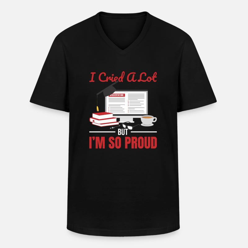 Dissertation defended - Men's V-Neck T-Shirt - black
