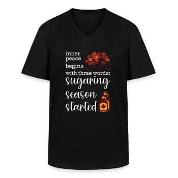 Maple syrup making maple tapping - Men's V-Neck T-Shirt - black - Front - AI Model Male 178 dark (178cm)