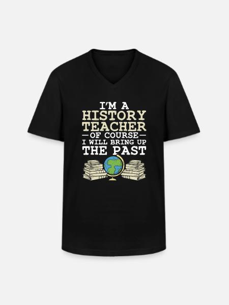 History Techer - Männer-T-Shirt mit V-Ausschnitt - Schwarz