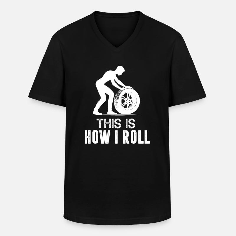 Tire Guy - Männer-T-Shirt mit V-Ausschnitt - Schwarz