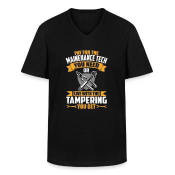 Technicien de maintenance - T-shirt col V Homme - noir - Devant - AI Model Male 178 dark (178cm)