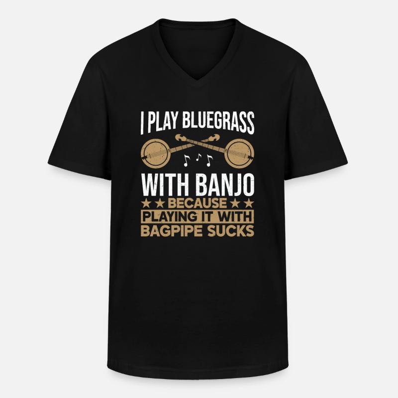 Bluegrass Banjo - Männer-T-Shirt mit V-Ausschnitt - Schwarz