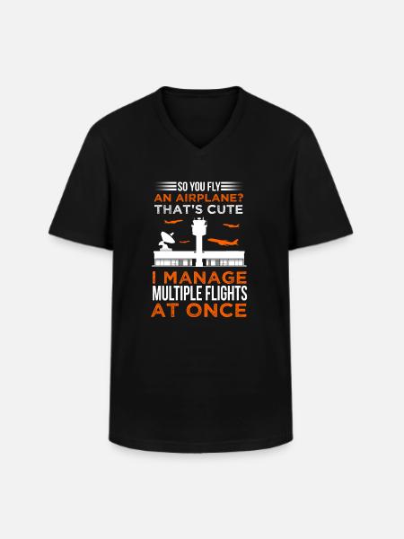 Air traffic controller - Men's V-Neck T-Shirt - black