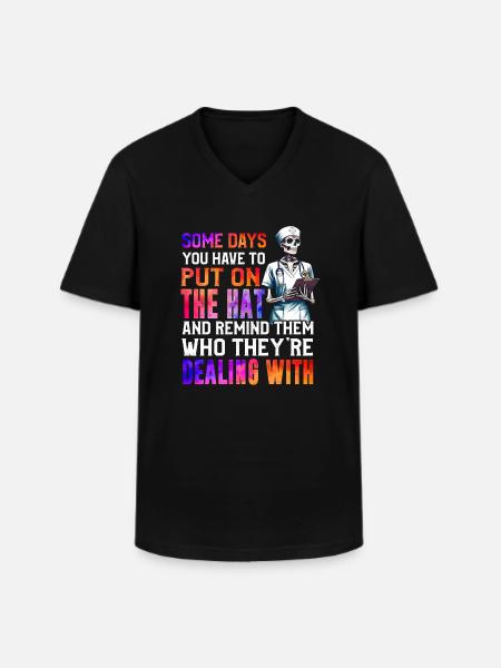 Nursing Skeleton Nurse - Männer-T-Shirt mit V-Ausschnitt - Schwarz