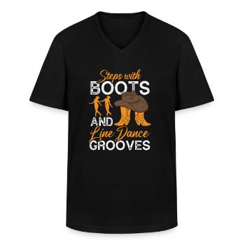 Line Dancing Line Dance - Men's V-Neck T-Shirt - black - Front - AI Model Male 178 dark (178cm)