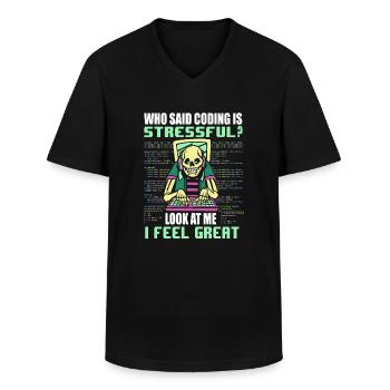 Programmeur informatique Programmation informatique - T-shirt col V Homme - noir - Devant - AI Model Male 178 dark (178cm)