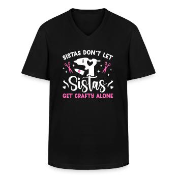 Crafting Crafter - Men's V-Neck T-Shirt - black - Front - AI Model Male 178 dark (178cm)