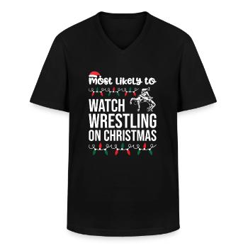Watching wrestling - Men's V-Neck T-Shirt - black - Front - AI Model Male 178 dark (178cm)