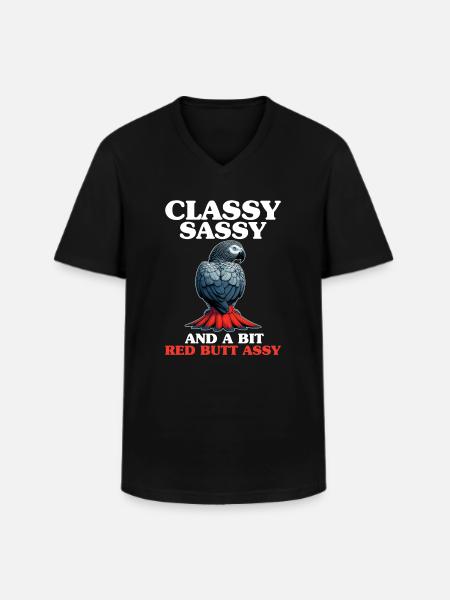 African Grey Parrot - Männer-T-Shirt mit V-Ausschnitt - Schwarz