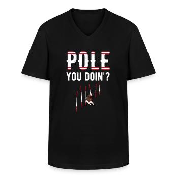 Agilité canine - T-shirt col V Homme - noir - Devant - AI Model Male 178 dark (178cm)