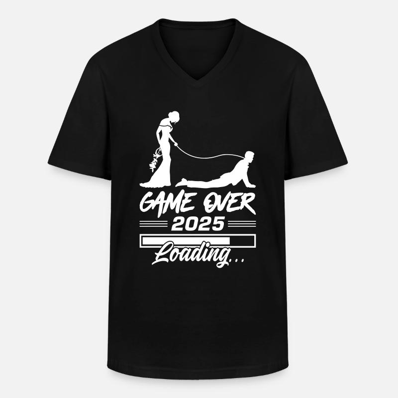 Hochzeit Loading 2025 Game Over - Männer-T-Shirt mit V-Ausschnitt - Schwarz