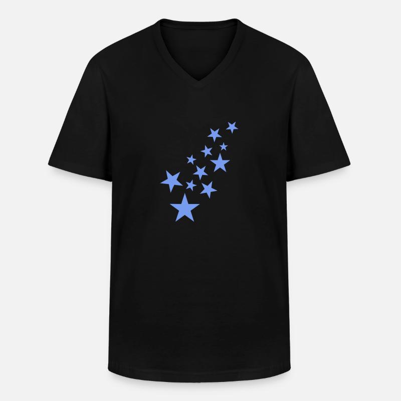 Stern Sternchen Muster Blau - Männer-T-Shirt mit V-Ausschnitt - Schwarz