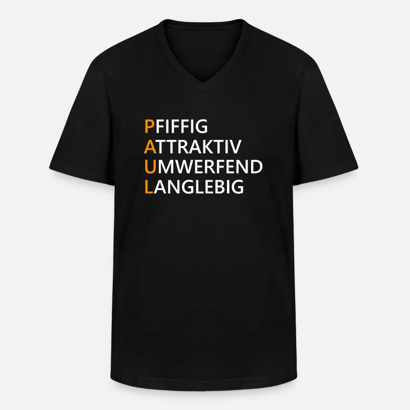 Paul Name Geschenk - Männer-T-Shirt mit V-Ausschnitt - Schwarz