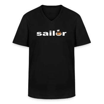 Sailor - Men's V-Neck T-Shirt - black - Front - AI Model Male 178 dark (178cm)