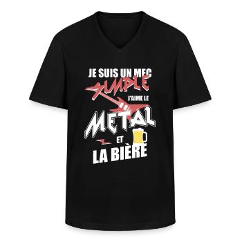 Métal - un mec simple - T-shirt col V Homme - noir - Devant - AI Model Male 178 dark (178cm)