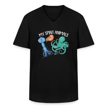Cephalopode, Krake, Oktopus - Männer-T-Shirt mit V-Ausschnitt - Schwarz - Vorne - AI Model Male 178 dark (178cm)